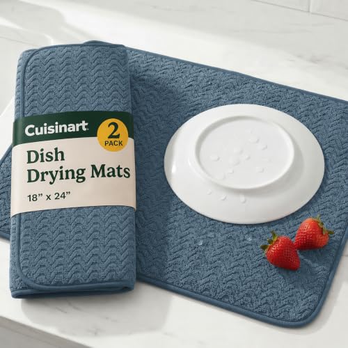 Cuisinart Dish Drying Mat for Kitchen Counter (Geostripe Medium Blue)