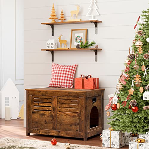 Long Wall Shelves (Rustic Brown / 31.5 Inch)