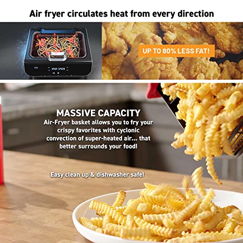 Smokeless Indoor Grill & Air Fryer raclette grill with Smoke Extracting Technology Extra (Air Fryer Grill 6 QT)