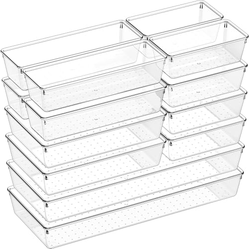 14 PCS Clear Plastic Drawer Organizer Set (14 Count)
