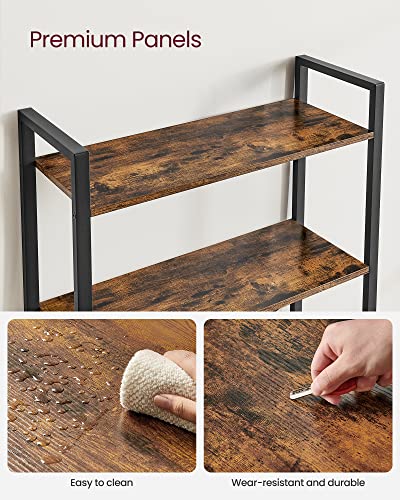 5 Tier Bookshelf (Rustic Brown + Ink Black / 5 Tiers (11.8"D x 26"W) / Without Back Panels)