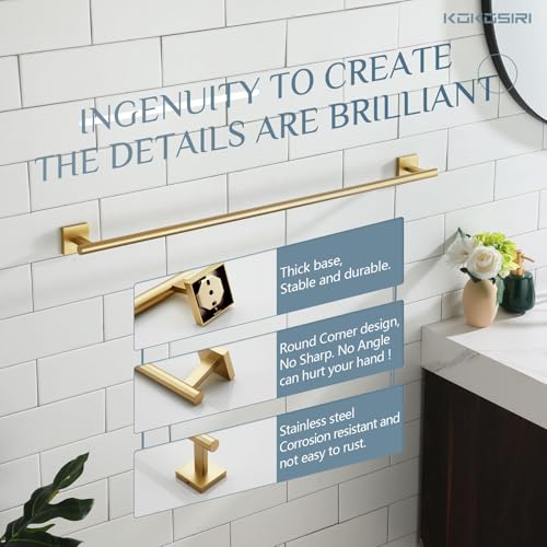 Bathroom Towel Bar 32'' Towel Holder for Bath Kitchen Cabinet Towel Rails 32 Inch Brushed Gold Stainless Steel B4005BG (Brushed Gold / 32-Inch)