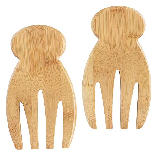 Salad Hands Wood Salad Tongs Alternative for Serving (Bamboo)