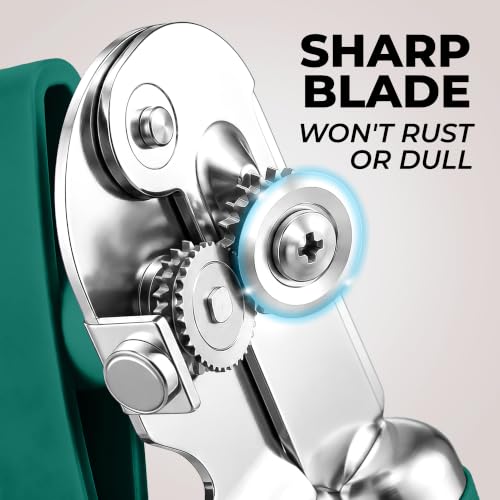 Stainless Steel Swing Open Manual Can Opener Comfortable Grip (Emerald / Swing Open)