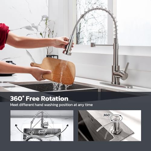 Kitchen Faucet with Soap Dispenser (Brushed Nickel)