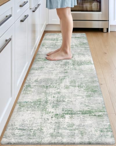 Kitchen Floor Mats Cushioned Anti Fatigue Runner Rug 23x86 Green (Green / 86"L x 23"W x 0.4"Th)