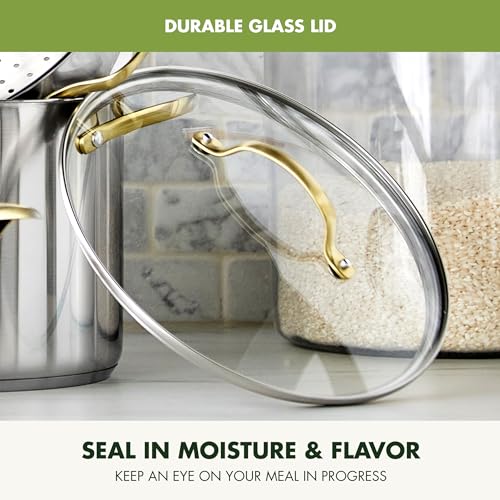 Stainless Steel Cookware Set (Gold-Tone Handle)