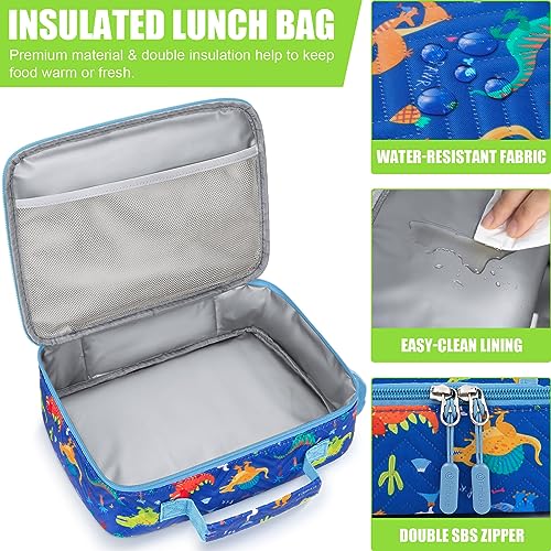 Kids Bento Lunch Box with Toddler Insulated Water Bottle Lunch Bag (A8. Nautica Blue)