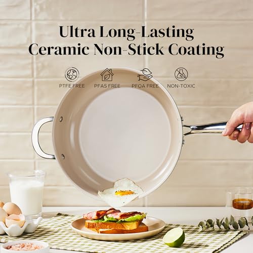 Ceramic Saute Pan with Lid (Green)