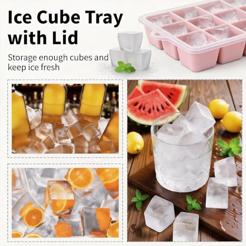 Silicone Ice Cube Tray 2 Pack (Ice Cube Tray 2 Pack / Pink+Pink)