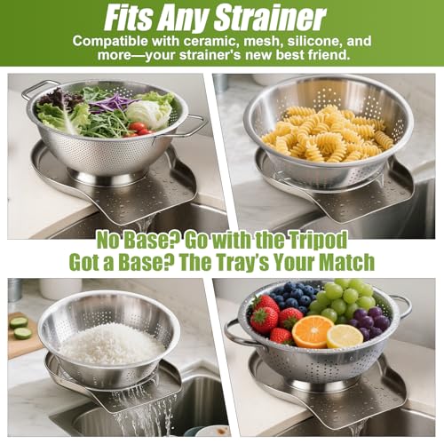 Colander and Strainer Self Drainer Base Plate Stainless Steel for Kitchen