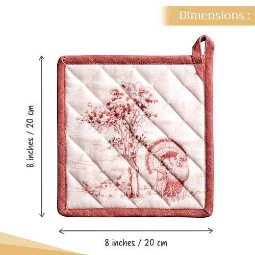 Pot Holders 100% Cotton Potholders (098 - Holy Jouy - Brown / 8" x 8" (Pot Holder Pack of 2))