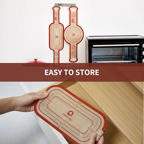 Silicone Sourdough Bread Sling Mat (2Pcs Oval+Round Red)