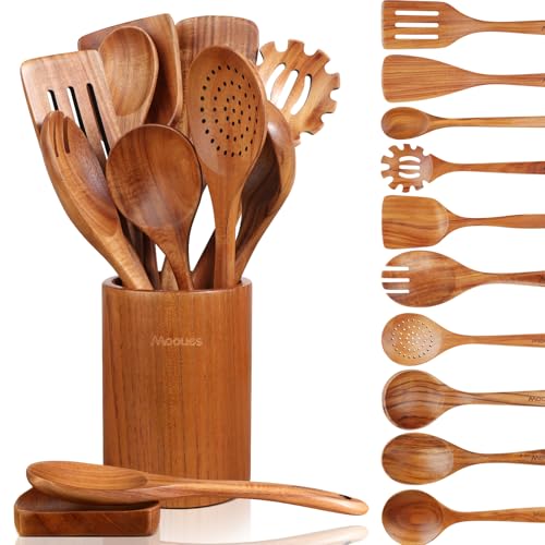 12 Piece Wooden Spoons for Cooking (12 PCS Set)