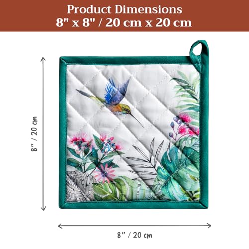 Pot Holders 100% Cotton Potholders (011 - Tropiques / 8" x 8" (Pot Holder Pack of 2))
