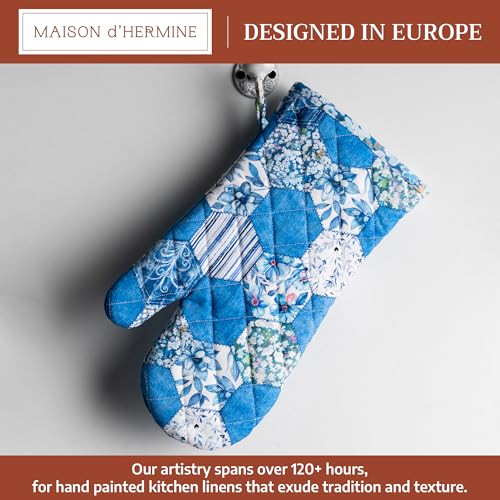 Maison d'Hermine Oven Gloves 100% Cotton Oven Mitt (028 - Summer Blues / 7.5" x 13" (Oven Mitt))