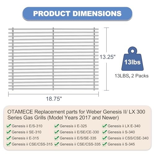 Stainless Steel Grill Grates with 66032 Flavorizer Bars for Weber Genesis II Grill Parts GS4