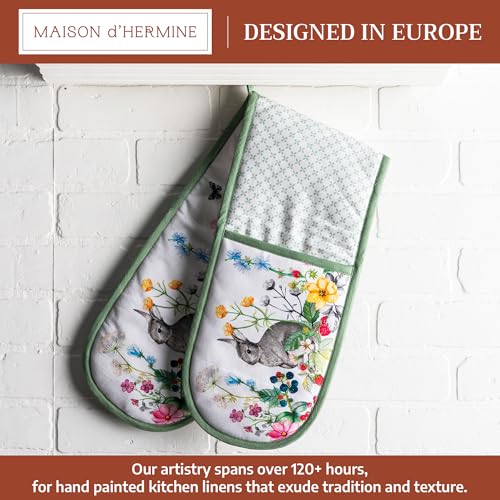 Double Oven Mitts 100% Cotton Double Oven Glove (035 - Printemps / 7" x 35" (Double Oven Mitt))
