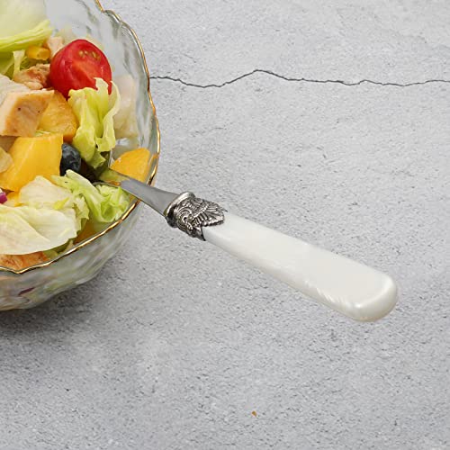 2 piece Salad Servers Stainless Steel Salad Serving Set Salad Fork and Spoon (White)
