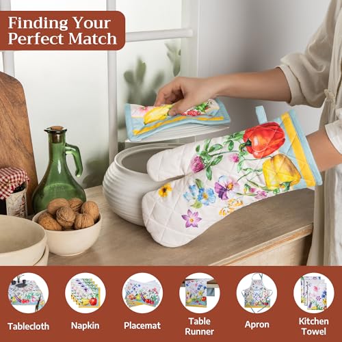 Pot Holders 100% Cotton Potholders (042 - Giverny / 8" x 8" (Pot Holder Pack of 2))