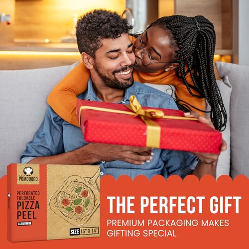 Aluminum Perforated Pizza Peel 16 Inch with Foldable Handle