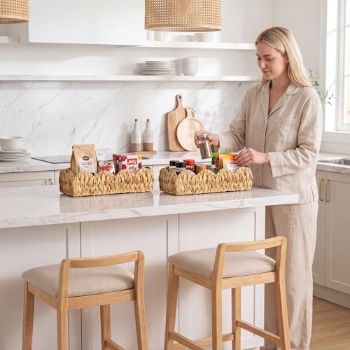 Small Scalloped Baskets for Decor (Natural(water Hyacinth) / 15 ¾"L x 6 ½"W x 4 ¼"H (Scalloped))