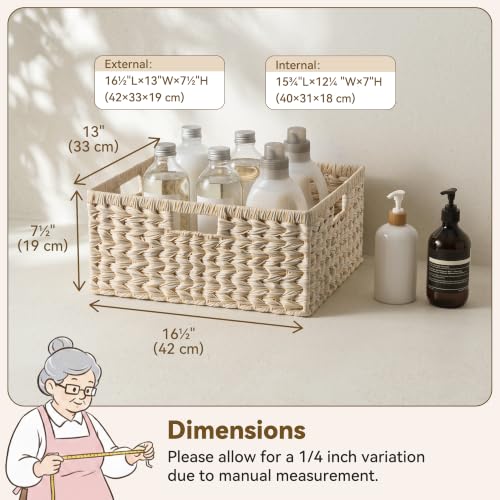 Wicker Baskets for Organizing (Butter Milk / 16½"L x 13"W x 7½"H)