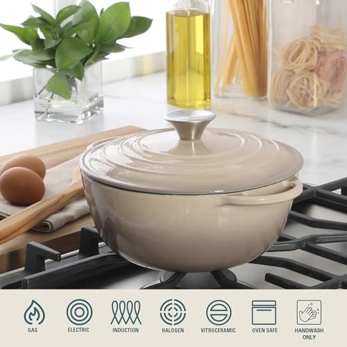 Addlestone 2.65 Qt Enameled Cast Iron Dutch Oven Pot with Lid (2.65-Quart / Gradient Taupe)