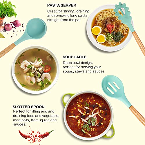 Silicone Cooking Kitchen Utensils Set (Green)
