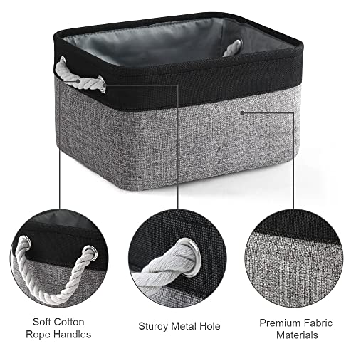 Storage Basket for Organizing (Black&Grey / 3PCS/Medium -13.8Lx9.8Wx6.7H)