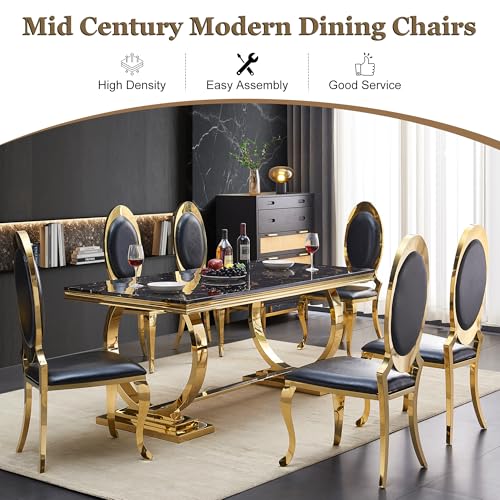 Modern Dining Chairs Set of 6 (Black/Gold / Set of 6)