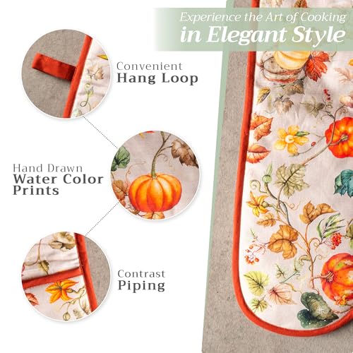 Double Oven Mitts 100% Cotton Double Oven Glove (096 - Potiron / 7" x 35" (Double Oven Mitt))
