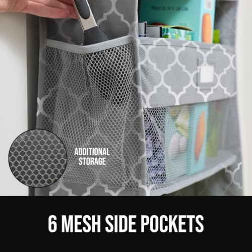 Over The Door Organizer Storage (Gray Quatrefoil / 5 Shelf)