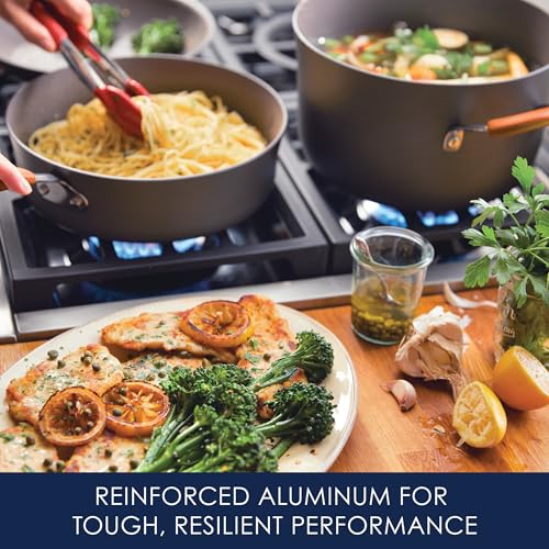 Cucina Nonstick Cookware Pots and Pans Set (Pumpkin Orange / 12 Piece Hard Anodized)
