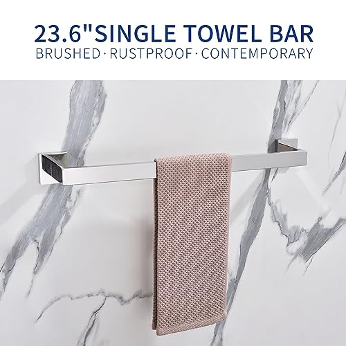 23.6 Inch Single Towel Bar Rack (Polished Chrome / 23.6-Inch)