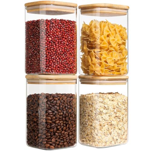 Square Glass Containers with Lids 1.2 Qt (4 Count)