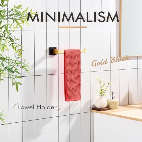Towel Bar for Bathroom Wall Mount 9'' Hand Towel Holder T (Black Gold)
