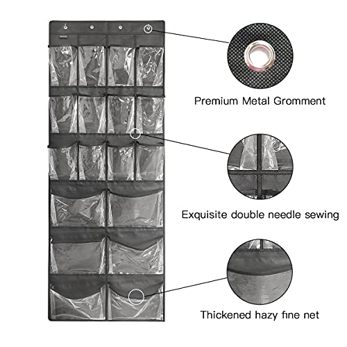 Extra Large Hanging Over Door Shoe Organizer (B-black&Clear)