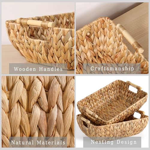 Water Hyacinth Storage Baskets with Wooden Handles