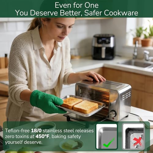 18 0 Stainless Steel Baking Sheet with Cooling Rack (Set of 4 9.25 × 6.89 × 1 inch)