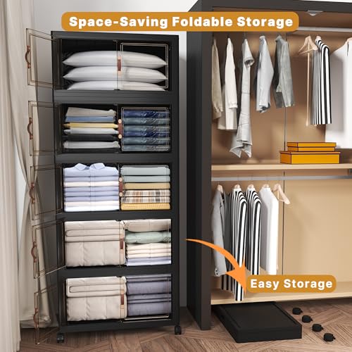 600QT Stackable Storage Bins with Lids (Black / 25.6"L)