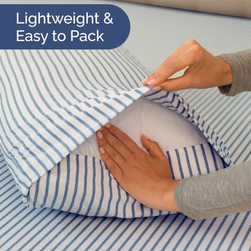 Short Queen Size 4 Piece Bed Sheet Set (43 - Blue Stripes 2 / Short Queen)