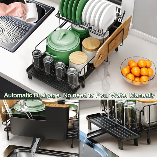 Large 2 Tier Dish Drying Rack for Kitchen Counter (2-Tier)
