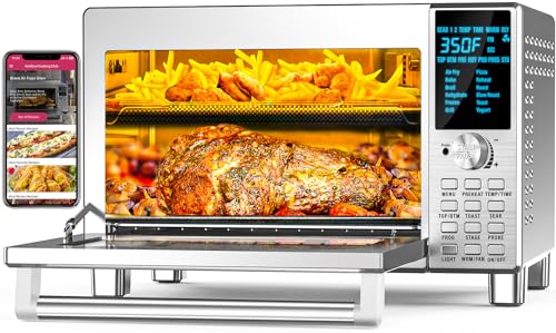 Bravo Convection Toaster Ovens Air Fryer Combo with 30QT Large Capacity For A Whole Chicken and 13" Pizza. Multi (Stainless Steel)