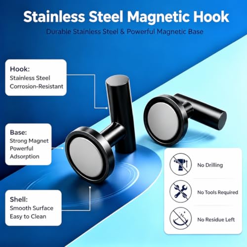 Magnetic Hooks Coat Magnet Hooks for Hanging (4 Count)