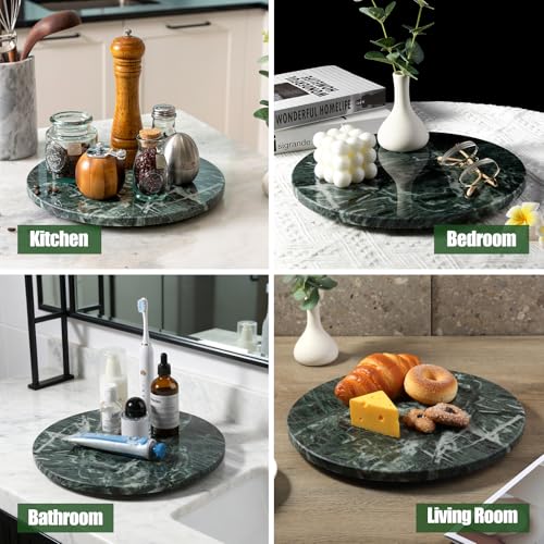 12" Marble Lazy Susan Turntable (Green / 12")