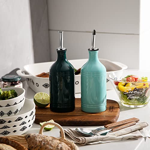 Sweejar Ceramic Olive Oil Dispenser Bottle (15.5 oz, Set of 1 / Jade)
