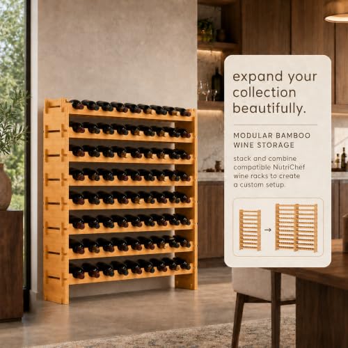 72 Bottle Wine Rack Stackable Bamboo Freestanding (72 Bottle)