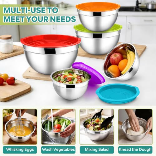 Mixing Bowls with Lids Set (Multicolor / 10 Piece)
