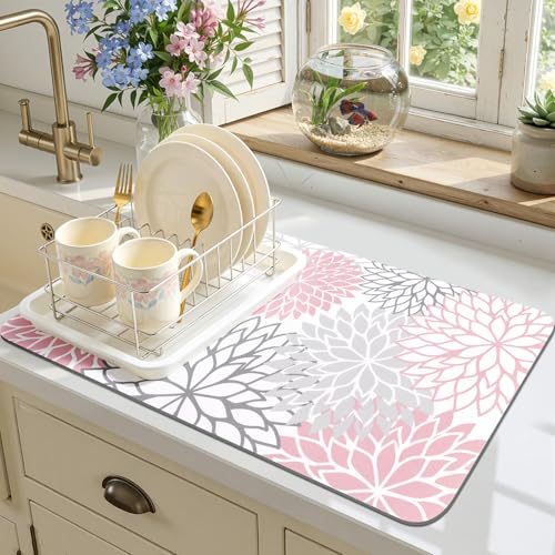 Dish Drying Mat (Pink / 12" x 20")